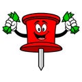 Push Pin Mascot with Money Royalty Free Stock Photo