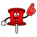 Push Pin Mascot with a Foam Hand Royalty Free Stock Photo