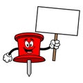 Push Pin Mascot with a Sign Royalty Free Stock Photo