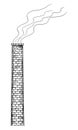 Vector Cartoon Illustration of Old Factory Smokestack or Chimney Smoking. Environmental Concept of Air Pollution.