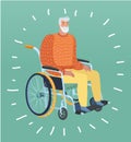 Old man grandfather disabled in wheelchair isolated Royalty Free Stock Photo