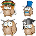 Vector cartoon illustration of owl character