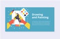 Painting and drawing kids banners. Royalty Free Stock Photo