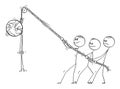 Vector Cartoon Illustration of People Hanging Planet Earth Hanged on Rope. Environmental concept