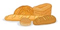 Vector Cartoon Illustration - Pile of Bread Items