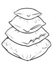 Vector cartoon illustration of pile of pillows