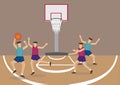 Two Teams of Basketball Players in Basketball Court Vector Illus Royalty Free Stock Photo