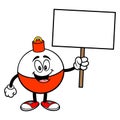 Fishing Bobber Mascot with a Sign