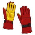 Vector Cartoon Color illustration - Red and Yellow Gloves for Extremal Winter Sports Royalty Free Stock Photo