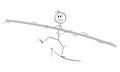 Vector Cartoon Illustration of Ropewalker, Tightrope Walker, Man or Businessman Walking on Rope. Concept or Risk.