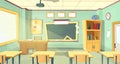 Vector cartoon illustration of school classroom Royalty Free Stock Photo