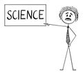 Vector Cartoon Illustration of Scientist or Physicist Pointing at Science Sign Royalty Free Stock Photo