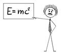 Vector Cartoon Illustration Of Scientist Or Physicist Pointing At Sign With E Equals Mc2 Equation Of Special