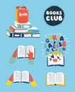 Set of books in flat design, vector illustration