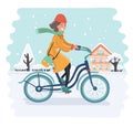 Smiling snow biker girl