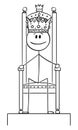 Vector Cartoon Illustration of Smiling Man or King Sitting on the Royal Throne Royalty Free Stock Photo