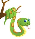 Snake on a tree cartoon Royalty Free Stock Photo