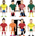 Vector cartoon illustration of soccer players, isolated