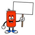 Soda Can Mascot with a Sign