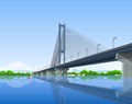 Vector cartoon illustration of South Bridge, Kiev. Royalty Free Stock Photo