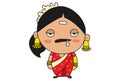 Cartoon Illustration Of South Indian Woman.