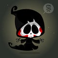 Vector cartoon illustration of spooky Halloween death skeleton character mascot isolated. Royalty Free Stock Photo