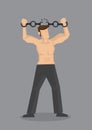 Strong Beefcake Break Free from Chain Cuffs Vector Cartoon Illus Royalty Free Stock Photo