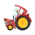 Vector cartoon illustration of tractor-driver.