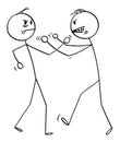 Vector Cartoon Illustration of Two Angry Men Fighting with Fists Royalty Free Stock Photo