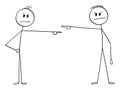 Vector Cartoon Illustration of Two Men or Businessmen Blaming and Pointing at Each Other