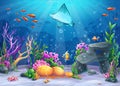 Vector cartoon illustration undersea Royalty Free Stock Photo