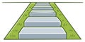 Vector cartoon illustration of an upward pathway with grey steps and green grass on both sides Royalty Free Stock Photo