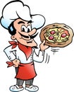 Vector Cartoon illustration of a happy Italian Pizza Chef Baker Royalty Free Stock Photo