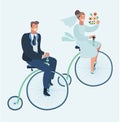 Wedding invitation card with couple on bike Royalty Free Stock Photo