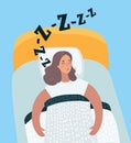 Woman sleeping at night in her bed. Royalty Free Stock Photo