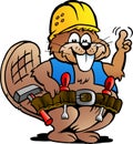 Vector Cartoon illustration of a Working Handyman Beaver