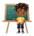 Vector Cartoon Image of Cute School Afro Boy