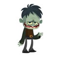 Vector cartoon image of a funny green zombie business suit isolated on a light gray background. Halloween vector illustration Royalty Free Stock Photo