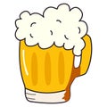 Vector cartoon image glasses of beer. Isolated over white background. Beer with froth and bubbles.