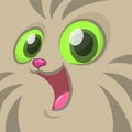Vector cartoon image of a gray cat face. Vector cat head avatar. Royalty Free Stock Photo