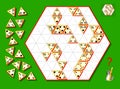Logic Triomino puzzle game for children and adults. Need to find the places four remaining triangles and to draw them correctly.