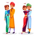 Vector cartoon indian couples hugging