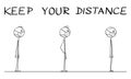 Vector Cartoon Instructional Illustration of How to Stand in Line or Be in Queue During Coronavirus COVID-19 Epidemic