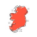 Vector cartoon Ireland map icon in comic style. Ireland sign ill