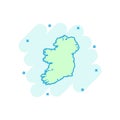 Vector cartoon Ireland map icon in comic style. Ireland sign ill