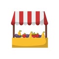 Vector cartoon isolated fruits vegetables market stall