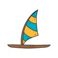 Vector cartoon isolated hand drawn windsurf board Royalty Free Stock Photo
