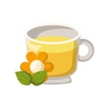 Vector cartoon isolated teacup with herbal tea