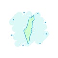 Vector cartoon Israel map icon in comic style. Israel sign illus