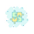Vector cartoon jigsaw puzzle icon in comic style. Jigsaw sign il
